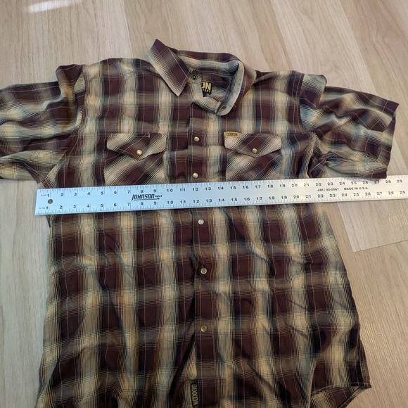 Dixxon The Ole Steamer Brown Plaid Pearl Snap Button Up Size XL Bamboo Blend - Picture 3 of 7